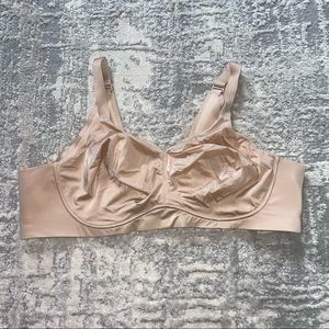 Catherines Cream and Tan Comfort Bra with Wide Straps